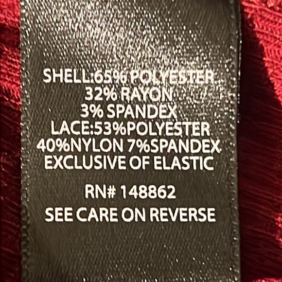 Torrid Women's Top M/L Red Babydoll Knit V-Neck Button Front Lace Peasant Sleeve - Picture 11 of 16